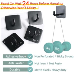 Aobanto Adhesive Wall Hooks 3 Heavy Duty m Hooks for Hanging Towel Hook Shower Door Hooks for Bathroom Kitchen Towel Holder Robe Hange(Black)