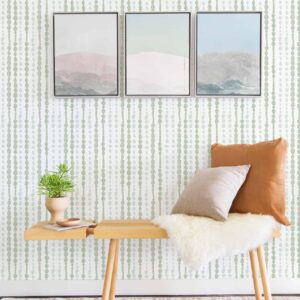 Naphite Green and White Peel and Stick Wallpaper Boho Contact Paper for Cabinets Striped Wallpaper for Bedroom Self Adhesive Removable Wallpaper Modern Dot Wallpaper Nursery Kids Wall Decor17.3 X78.7