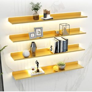 light-emitting shelves, floating shelves floating display shelf led lighting effect is good to light up the homeholds a lot of items tidy home (color : gold, size : 50x20x6cm)