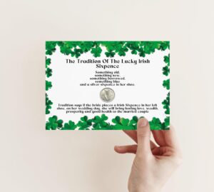 bride's sixpence irish coin and card | sixpence tradition | something old, something new, something borrowed, something blue, and a sixpence for her shoe - gifts for bride to be