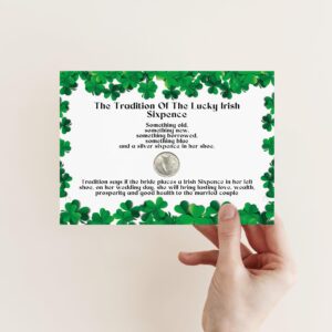 Bride's Sixpence Irish Coin and Card | Sixpence Tradition | Something Old, Something New, Something Borrowed, Something Blue, And A Sixpence For Her Shoe - Gifts For Bride To Be