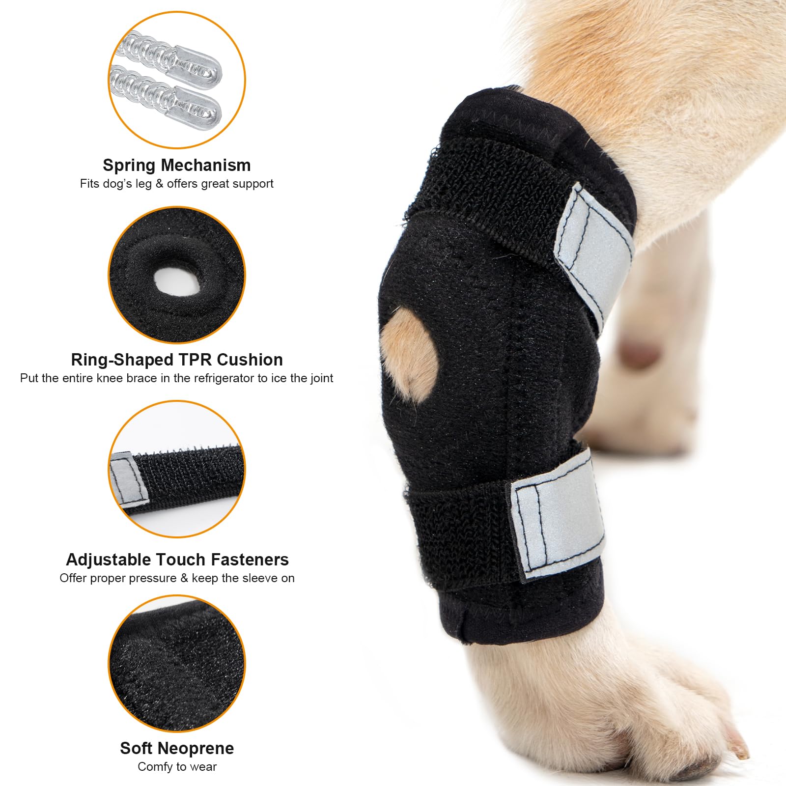 Avont Dog Leg Brace for Back Leg, Canine Rear Ankle Hock Joint Support Hind Leg Compression Wrap for Torn ACL CCL Arthritis, Dog Brace Sleeve Help Recovery from Surgery -Right(M)