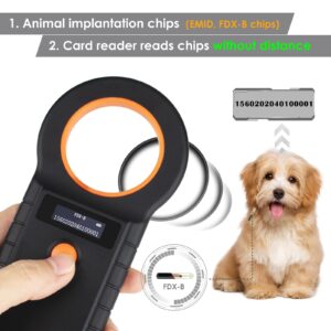 Pet Microchip Scanner FDX-B/EMID Micro Chip Reader Rechargeable 128 Records Storage Scanner Reader for Animal/Pets/Dogs/Cats