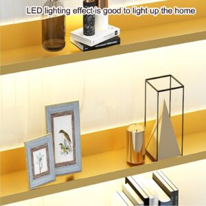 Light-Emitting Shelves, Floating Shelves Floating Display Shelf LED Lighting Effect is Good to Light Up The HomeHolds A Lot of Items Tidy Home (Color : Gold, Size : 50x20x6cm)