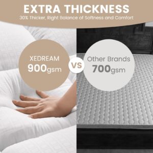 XEDREAM Extra Thick Mattress Pad Full, Pillow Top Mattress Topper Full, Grid Embossing Mattress Cover Full with Deep Pocket Stretches up to 21", 54"x 75"