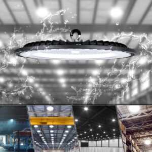 ONLYLUX UFO LED High Bay Light LED Shop Lights 200W 30000LM 100-277V 5000K IP65 High Bay LED Lighting with Plug for Garage Gym Factory Warehouse-2Pack