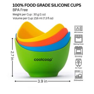 COOLCOOP Silicone Egg Poacher Cups: Egg Poacher with Oil Brush, Nonstick Egg Poaching Cups For Microwave, Baking, Air Fryer or Stovetop Egg Cooking, BPA Free - 4 Pack