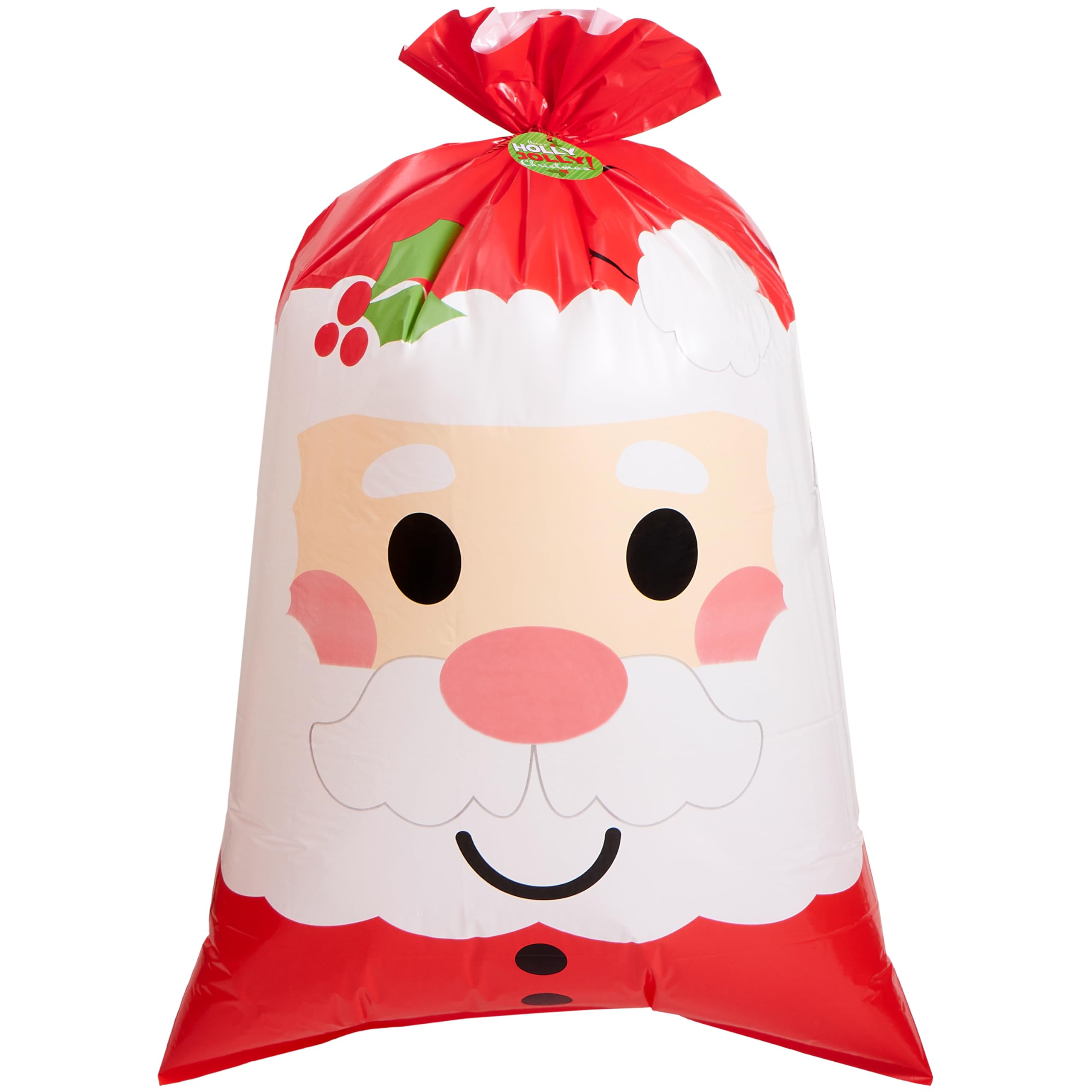 JOYIN Jumbo Christmas Santa Gift Bag Plastic Xmas Gift Wrapping Bag 56”x36” for Gift Giving, Holiday Presents, Giant Gifts Decorations, Festive Surprises