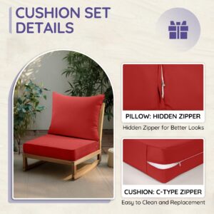 Sutteles Deep Seat Patio Cushions, Outdoor Chair Cushion Set, Patio Furniture Cushion with Removable Cover, Suitable for Patio Outdoor Furniture 24 x24 in (Red)