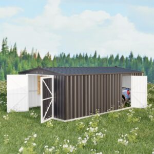 Heavy-Duty Metal Garage Shed 20'x13', Multifunctional Large Shed Backyard Utility Carports with 2 Doors and 4 Vents, Outdoor Metal Storage House Building for Car, Truck, Garbage Can, Tool