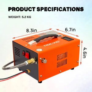 NDCYJG Pcp air compressor 4500PSI Portable PCP Compressor, 12V DC/110V AC PCP Airgun Compressor Manual-stop, w/External Power Adapter, Built-in Fan, Suitable for Paintball, Air Rifle, Scuba Bottle