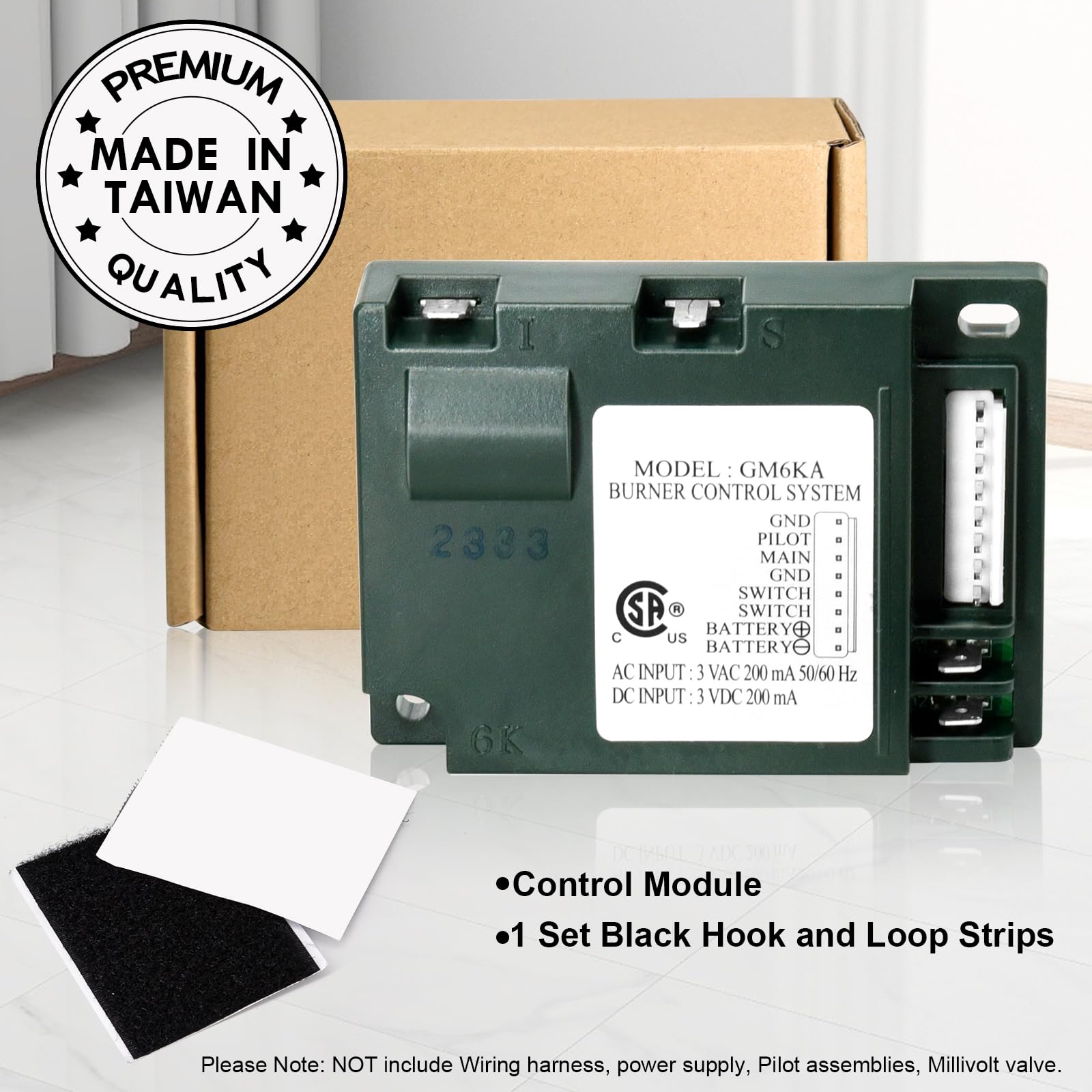 Hiorucet GM-6KA Control Module for Dexen, Heat-N-Glo, Quadrafire, Napoleon and Heatilator Fireplace, IPI Electronic Ignition Module for Dexen Industries GM6KA, 593-592, SRV593-592, IPI-6000, HHT 350M.