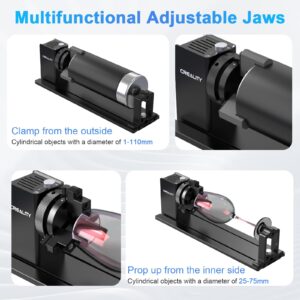 Creality Laser Rotary Roller, Y-axis Rotary Chuck for Most Laser Engravers, Rotary Kit Pro with 3 in 1 Jaw and Module Suitable for Engraving Cylindrical Objects,Wine Glass, Tumbler, Ring,Ball and etc