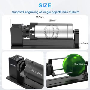 Creality Laser Rotary Roller, Y-axis Rotary Chuck for Most Laser Engravers, Rotary Kit Pro with 3 in 1 Jaw and Module Suitable for Engraving Cylindrical Objects,Wine Glass, Tumbler, Ring,Ball and etc