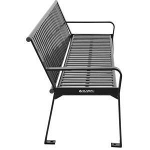 Global Industrial 6 ft. Outdoor Park Bench with Back, Vertical Steel Slat, Black, Unassembled