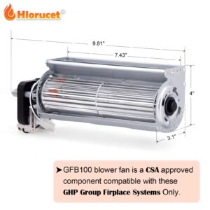 Hiorucet GFB100 Ventless Fireplace Blower Fan Kits for GHP Group Pleasant Hearth, VFF-PH32DR, VFF-PH20D, VFF2-PH20D, VFF-PH26D. Pleasant Hearth GFB100 Vent-Free Fireplace Blower with Thermostat.