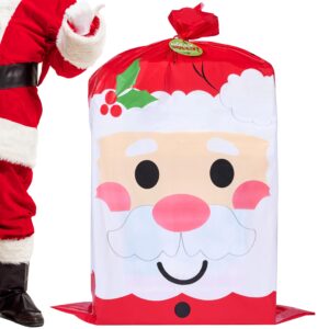 JOYIN Jumbo Christmas Santa Gift Bag Plastic Xmas Gift Wrapping Bag 56”x36” for Gift Giving, Holiday Presents, Giant Gifts Decorations, Festive Surprises