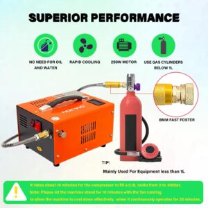 NDCYJG Pcp air compressor 4500PSI Portable PCP Compressor, 12V DC/110V AC PCP Airgun Compressor Manual-stop, w/External Power Adapter, Built-in Fan, Suitable for Paintball, Air Rifle, Scuba Bottle