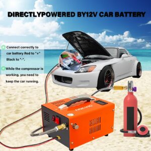 NDCYJG Pcp air compressor 4500PSI Portable PCP Compressor, 12V DC/110V AC PCP Airgun Compressor Manual-stop, w/External Power Adapter, Built-in Fan, Suitable for Paintball, Air Rifle, Scuba Bottle