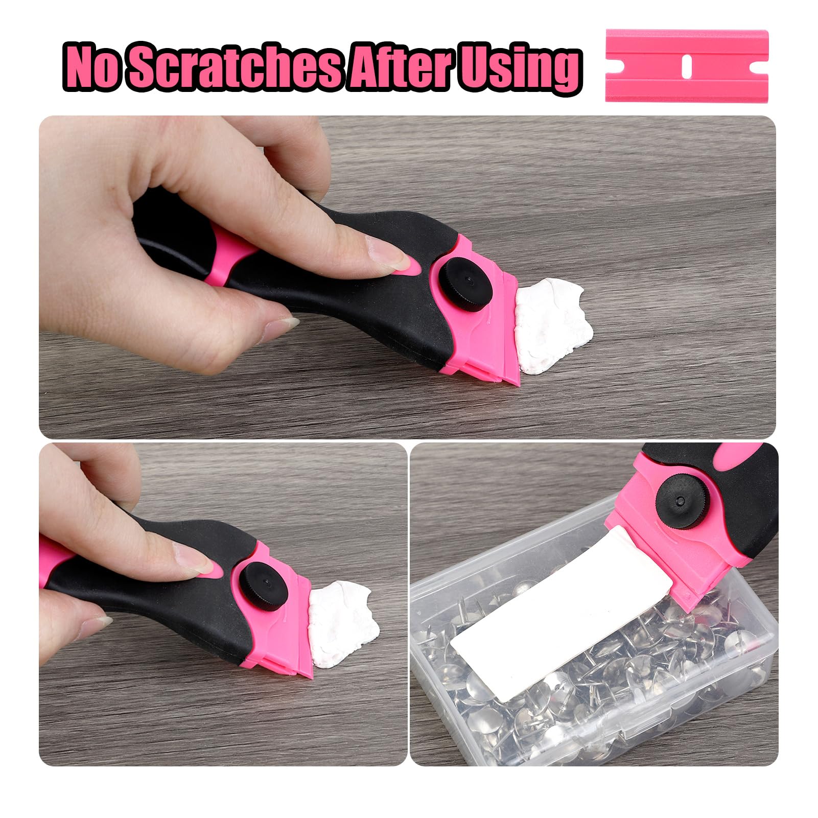 Guiqulai Razor Blade Scraper, 2 Pcs Scraper Tool with 40 Pcs Razor Blades, Glass Scraper, Multi Purpose Cleaning Scraper Tool for Removing Decals, Label, Sticker, Caulk, Adhesive, Tint, Paint