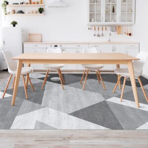 HOMFINE Washable Modern Area Rug - Geometric Style 5x7 Rugs for Living Room, Bedroom, Machine Washable Rug Soft Non Slip Non Shedding Area Rug - Grey, 5'x7'