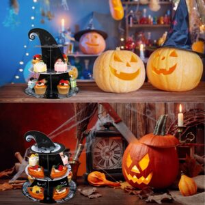 Zopeal 3 Tier Halloween Cupcake Stand The Nightmare Cardboard Cake Stand Tower Halloween Pumpkin Bat Scary Party Cupcake Serving Tray Dessert Tower for Halloween Carnival Party Decoration Supplies