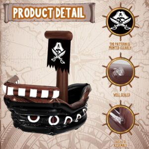 Halloween Inflatable Pirate Cooler Inflatable Serving Bar Food Container Drink Cooler Inflatable Drink Holder Pool for Halloween Pirate Party Supplies Decorations (Pirate Ship)