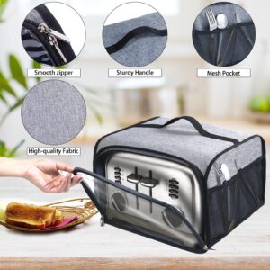 Toaster Cover with Base for 4 Slice Wide Slot, Toaster Oven Cover Compatible with Cuisinart, Small Bread Cover, 4 Slice Toaster Covers with Zipper Pockets Buffalo Check (Cover Only)