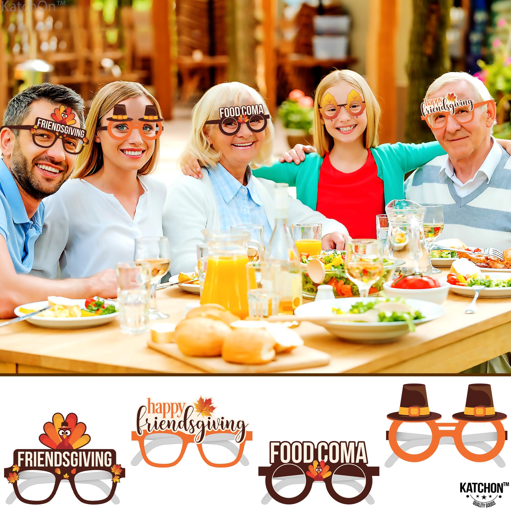 KatchOn, Happy Friendsgiving Glasses - Pack of 12 | Turkey Glasses for Friendsgiving Party Decorations | Thanksgiving Paper Glasses for Friendsgiving Decorations Indoor | Friendsgiving Party Favors