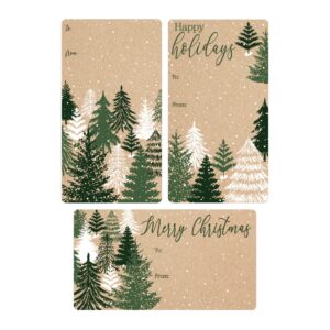 evergreen christmas gift tags, self-adhesive stickers – 75 gift wrap tags, peel and stick christmas gift tags