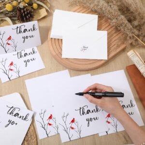 Cholemy 50 Set Cardinal Thank You Cards Bird Memorial Cards Funeral Thank You Cards with Envelopes and Stickers Message Sympathy Bereavement Card for Family Loved Ones Celebration of Life