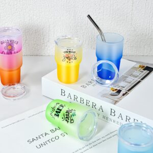 AGH 6 Pack 3 oz Frosted Sublimation Mini Gradient Color Tumblers Shot Glass, Cups with Lid and Stainless Steel Straw