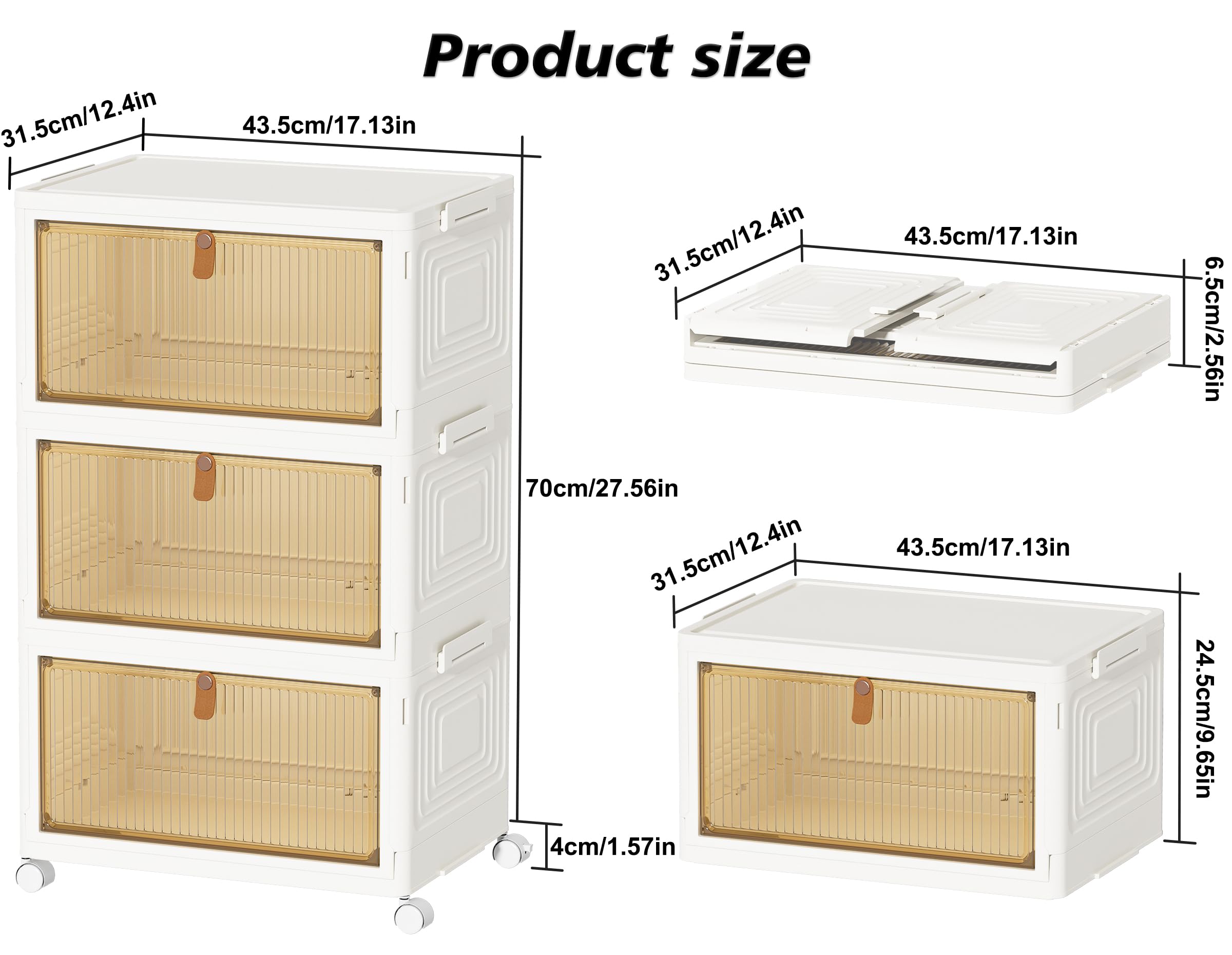 HOMIDEC Closet Organizers and Storage 93Qt 3 Pack Closet Organizer Boxes for Clothes Stackable Storage Bins Foldable Storage Box for Clothes/Toys/Office Supplies/Snacks(31Qt X 3)