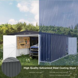 Heavy-Duty Metal Garage Shed 20'x13', Multifunctional Large Shed Backyard Utility Carports with 2 Doors and 4 Vents, Outdoor Metal Storage House Building for Car, Truck, Garbage Can, Tool