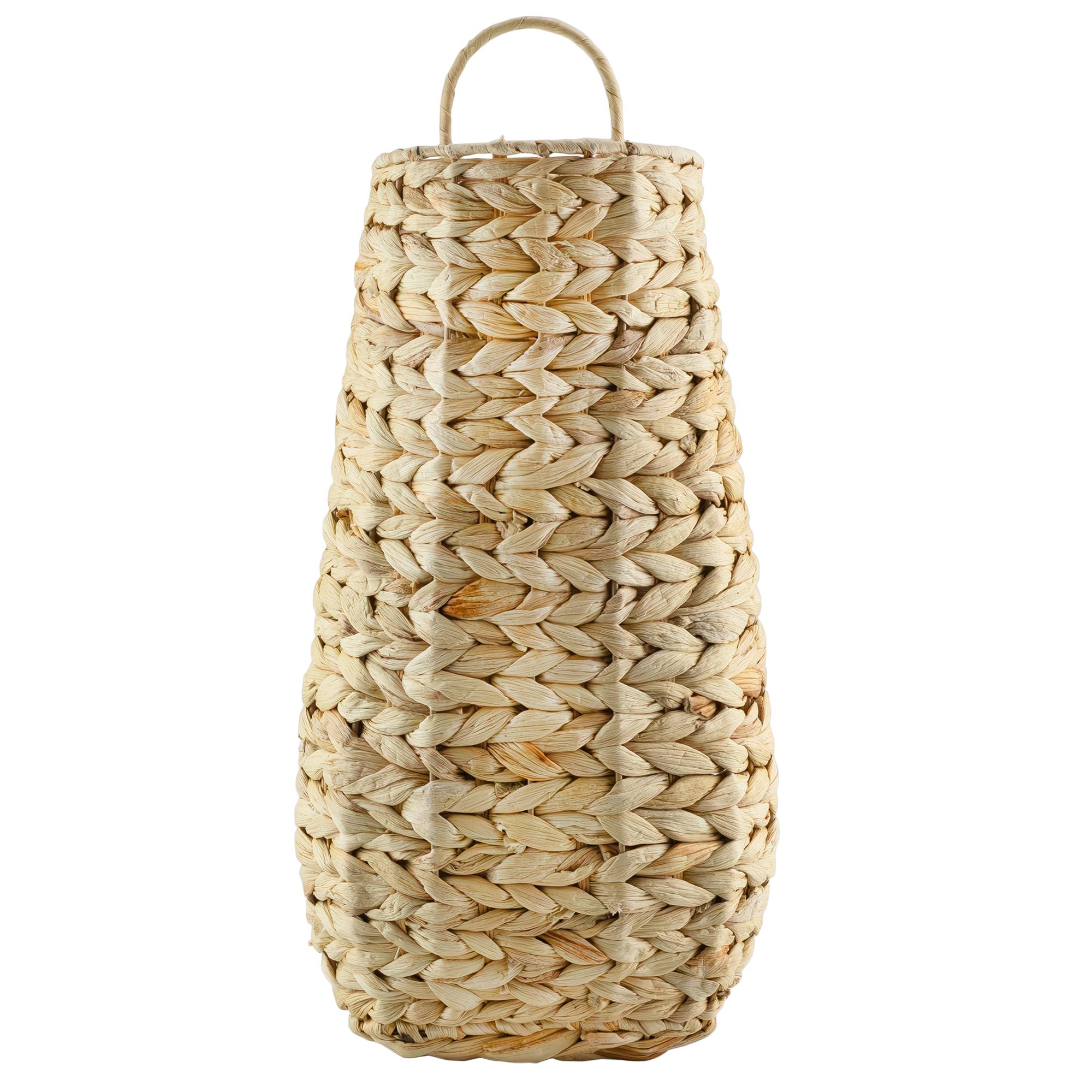 AuldHome Water Hyacinth Pocket Basket, Natural, 17 x 9 x 5 Inches