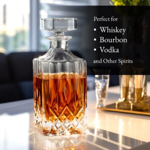 Luxury Gift For Men – Whiskey Decanter Set For Beloved Husband Or Dad Birthday Gift – 4 Whiskey Glasses And Decanter Set Is a Great Gift Idea for Whisky, Bourbon, or Scotch lovers