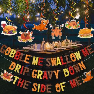 Gobble Me Swallow Me Decorations Thanksgiving Dinner Decorations Friendsgiving Decorations Thank You Banner Happy Thanksgiving Banner Friendsgiving Party Decorations