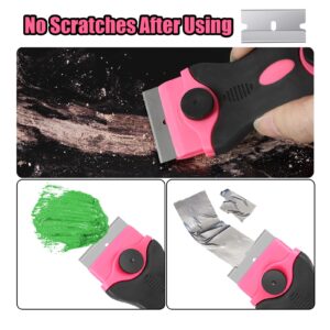 Guiqulai Razor Blade Scraper, 2 Pcs Scraper Tool with 40 Pcs Razor Blades, Glass Scraper, Multi Purpose Cleaning Scraper Tool for Removing Decals, Label, Sticker, Caulk, Adhesive, Tint, Paint