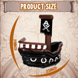 Halloween Inflatable Pirate Cooler Inflatable Serving Bar Food Container Drink Cooler Inflatable Drink Holder Pool for Halloween Pirate Party Supplies Decorations (Pirate Ship)