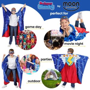 Super Blanky Kids Wearable Blanket - Lightning Bolt Blanket for Kids with Mask - Cozy Plush for Pretend Play, Bedtime, or Gifts - Perfect Birthday or Christmas Gift for Boys - Wearable Blanket Kids