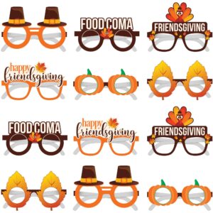 katchon, happy friendsgiving glasses - pack of 12 | turkey glasses for friendsgiving party decorations | thanksgiving paper glasses for friendsgiving decorations indoor | friendsgiving party favors