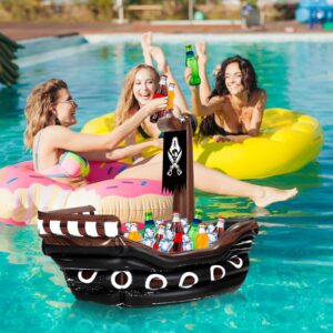 Halloween Inflatable Pirate Cooler Inflatable Serving Bar Food Container Drink Cooler Inflatable Drink Holder Pool for Halloween Pirate Party Supplies Decorations (Pirate Ship)