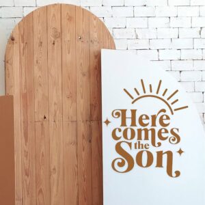 here comes the son wall sticker - gold brown baby shower party decorations,welcome little man decors, gender reveal party, 1st birthday party supplies,here comes the sun baby shower