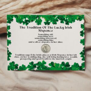 Bride's Sixpence Irish Coin and Card | Sixpence Tradition | Something Old, Something New, Something Borrowed, Something Blue, And A Sixpence For Her Shoe - Gifts For Bride To Be