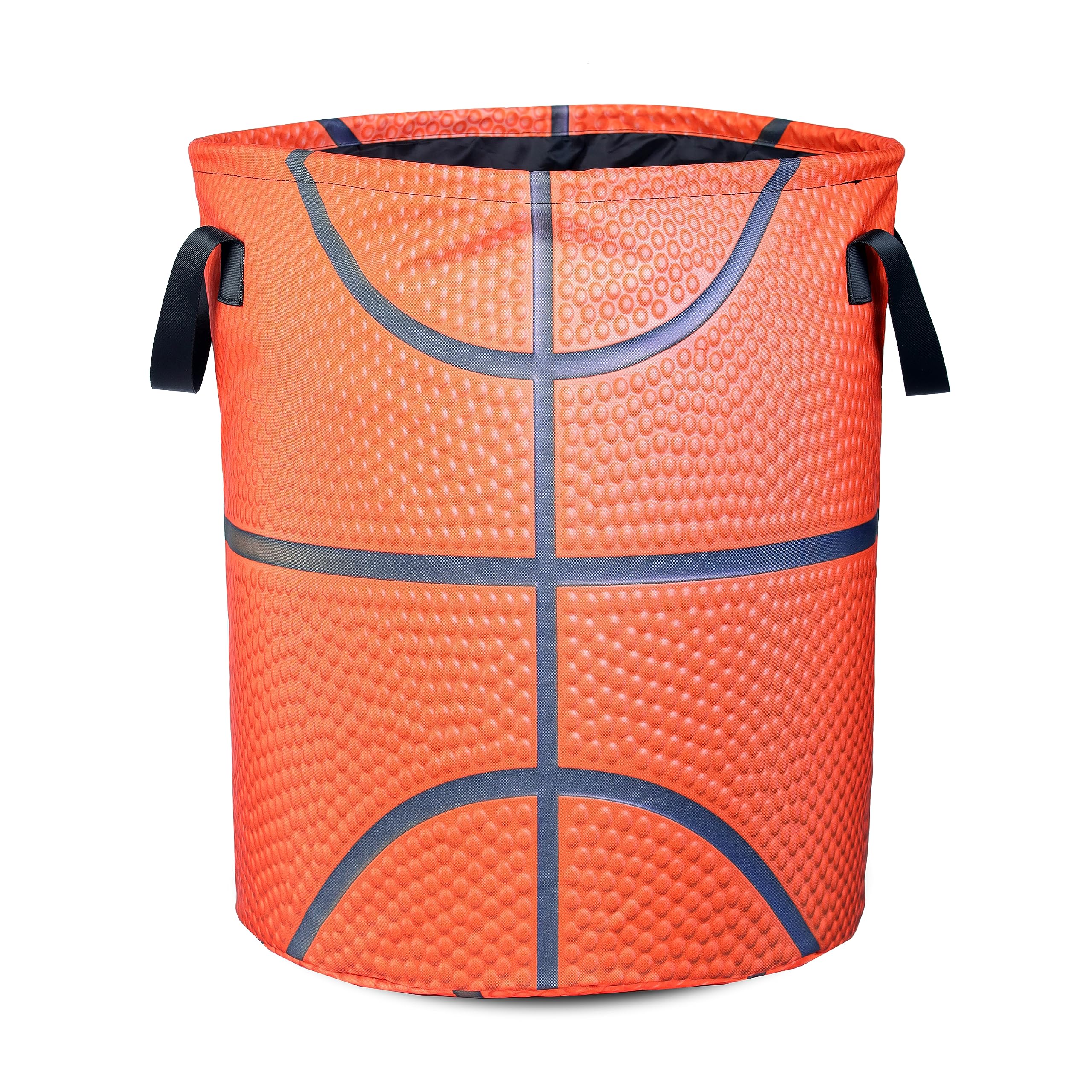 Basketball Texture Laundry Basket Ball Foldable Waterproof Oxford Cloth Funny Tote Bag Laundry Hamper Clothes Storage Bucket Toy Organizer For Bathroom/Laundry Storage/Bedroom 17.7x13.7 Inch