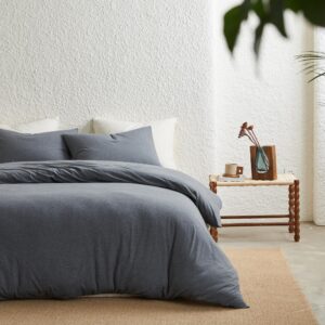 Simple&Opulence 100% Jersey Knit Cotton Duvet Duvet Cover Set -Ultra Soft Duvet Cover King Size-1 Comforter Cover and 2 Pillowcases (Dark Grey, 104"X92")