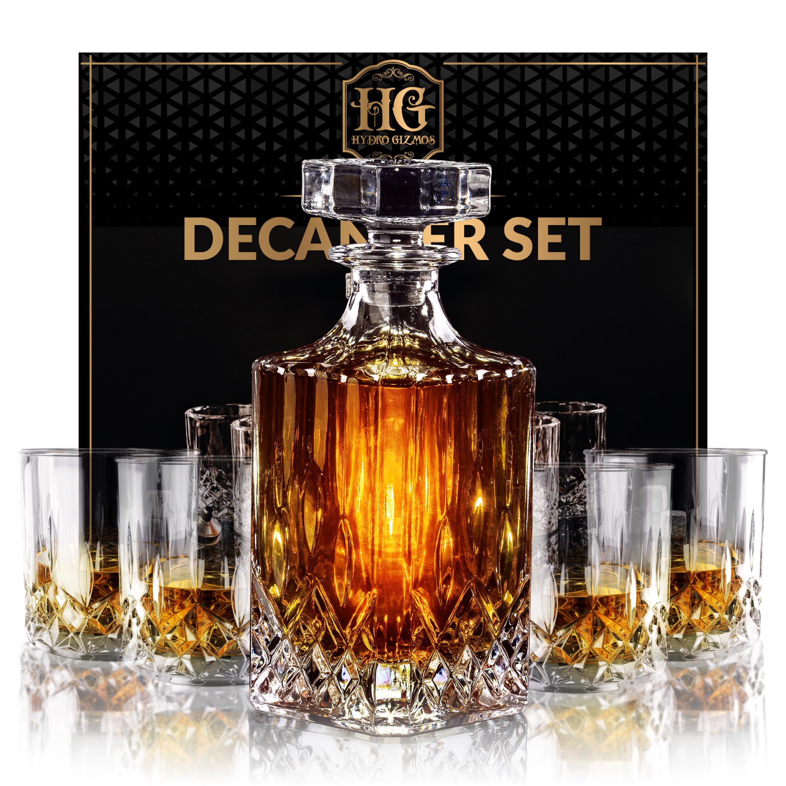 Luxury Gift For Men – Whiskey Decanter Set For Beloved Husband Or Dad Birthday Gift – 4 Whiskey Glasses And Decanter Set Is a Great Gift Idea for Whisky, Bourbon, or Scotch lovers