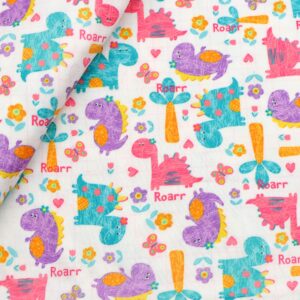 David Angie Dinosaurs Printed Double Brushed Polyester Fabric Soft Smooth 4 Way Stretch Knit Fabric by The Yard for Dress Sewing (C)