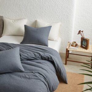 Simple&Opulence 100% Jersey Knit Cotton Duvet Duvet Cover Set -Ultra Soft Duvet Cover King Size-1 Comforter Cover and 2 Pillowcases (Dark Grey, 104"X92")