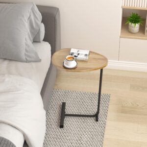 Niccae C-Shaped End Table, Living Room Sofa C-Shaped Coffee Table, Made of Iron and MDF, Very Suitable for Sofa Side Tables, Living Room, Living Room, and Office (Brown)